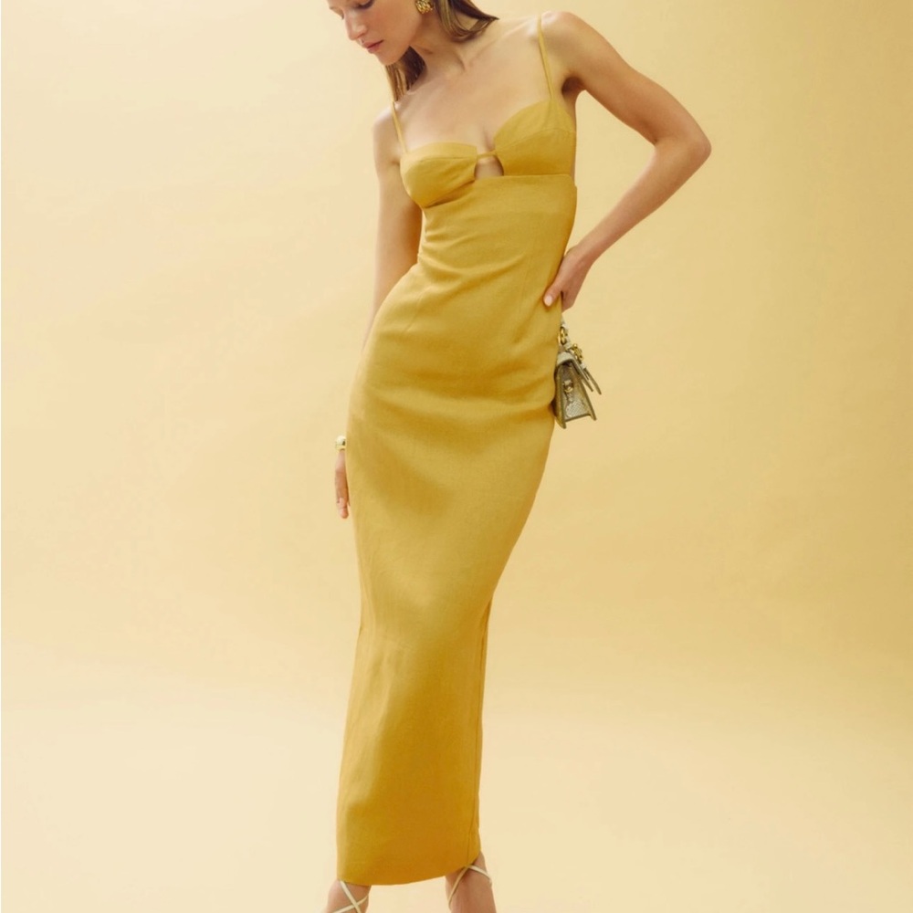 Reformation Malibu Linen Dress Size 0 Yellow